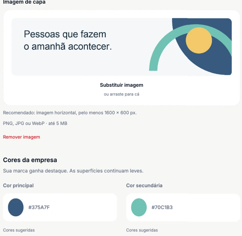 Configuração real de capa e cores do Grupo Aurora na Moralo